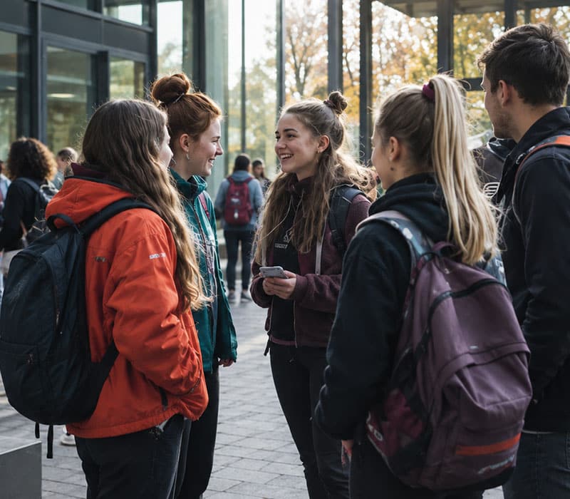 onisep, discussion entre amis dans la cour du lycée